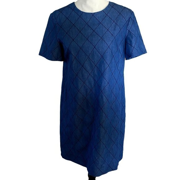 Kate Spade Chambray Quilted Shift Dress | Blue | Size 4 - Picture 1 of 11